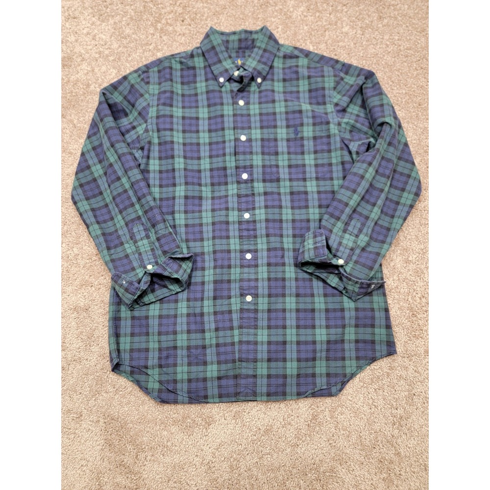 RALPH LAUREN Shirt M Blackwatch Plaid Button Up Cotton Pony Shirt